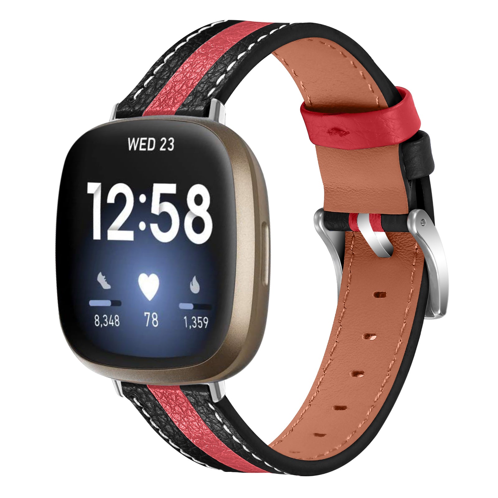 For Fitbit Versa 3 Sense Splicing Design Wrist Strap Top Layer Cowhide Leather Replacement Watch Band For Fitbit Versa 3 Sense Splicing Design Wrist Strap Top Layer Cowhide Leather Replacement Watch Band